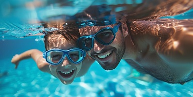 Parent and child swimming