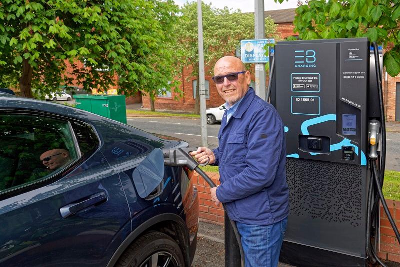 Councillor Mick Titherington at a new electric vehicle charging point